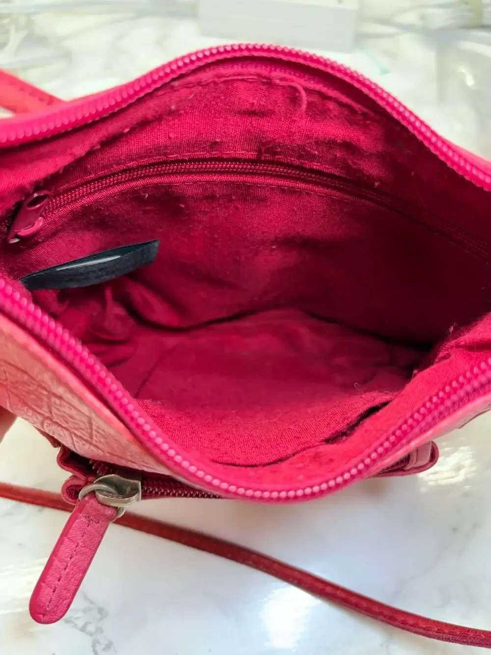 Stone Mountain Pink Crocodile Embossed Leather Crossbody Bag